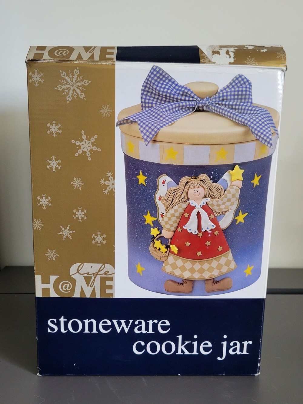 Life At Home Stoneware Cookie Jar Holiday Angel Design
